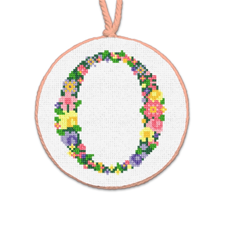 Pretty Posies Initial O Needlepoint Ornament