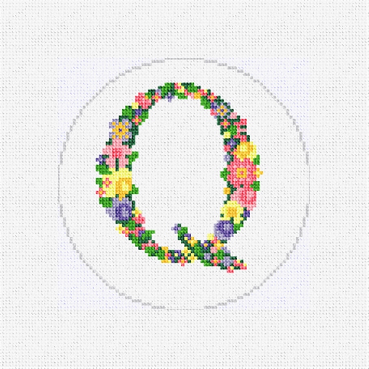 Pretty Posies Initial Q Needlepoint Ornament Kit