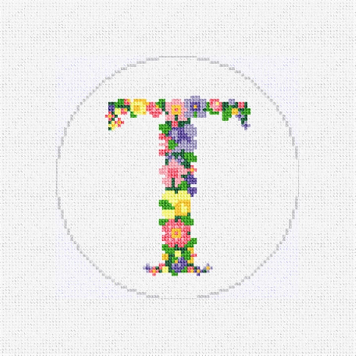 Pretty Posies Initial T Needlepoint Ornament Kit