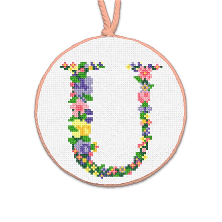 Pretty Posies Initial U Needlepoint Ornament 