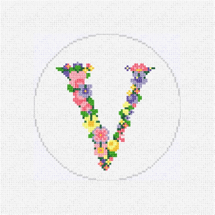 Pretty Posies Initial V Needlepoint Ornament Kit