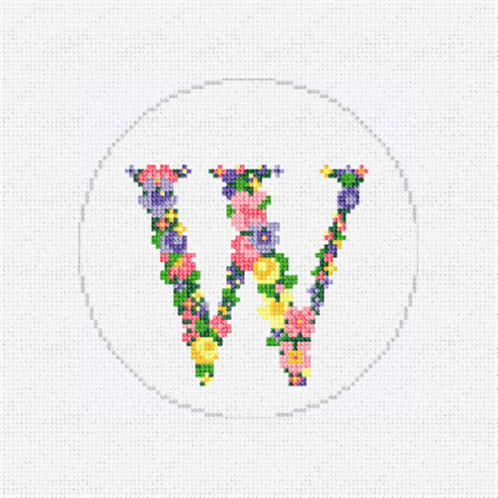 Pretty Posies Initial W Needlepoint Ornament Kit