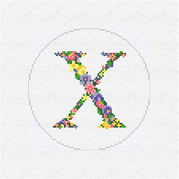 Pretty Posies Initial X Needlepoint Ornament Kit