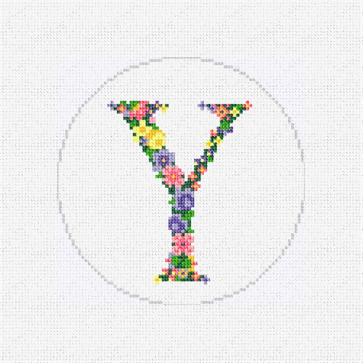 Pretty Posies Initial Y Needlepoint Ornament Kit