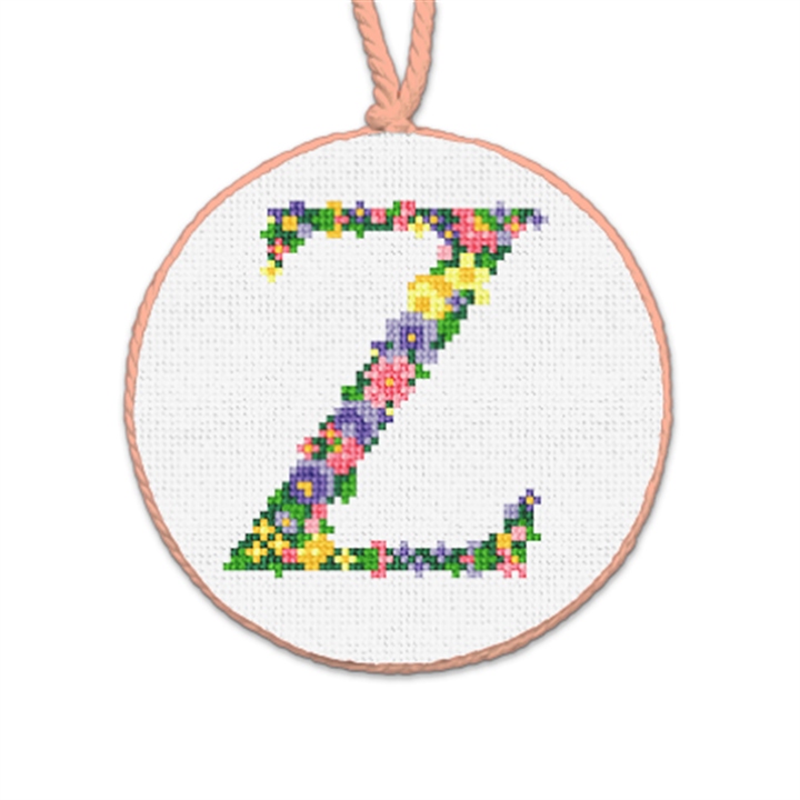 Pretty Posies Initial Z Needlepoint Ornament 