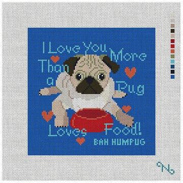 Pug Loves Food Needlepoint Pillow Kit