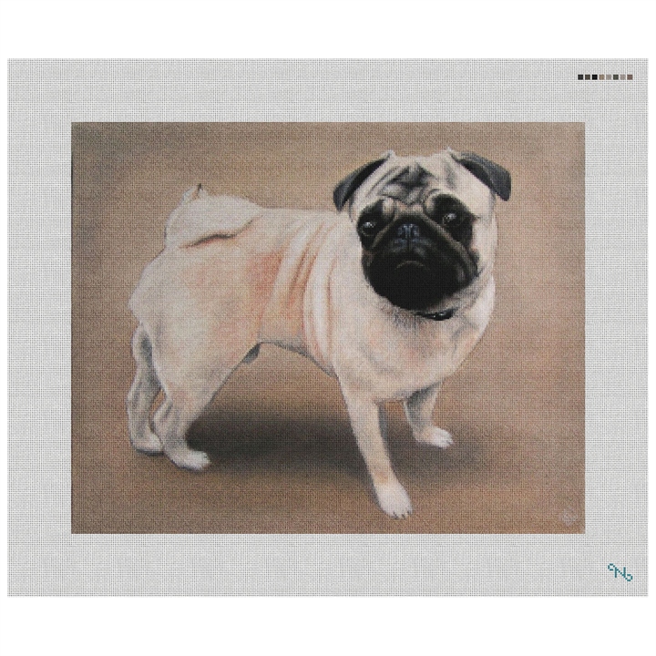 Pug Needlepoint Kit Stitched Preview