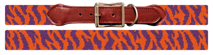 Purple Tiger Stripes Needlepoint Dog Collar
