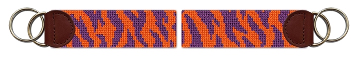 Purple Tiger Stripes Needlepoint Key Fob