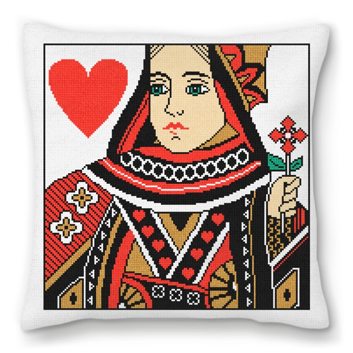 Queen of Hearts Needlepoint Pillow