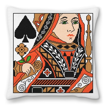 Queen of Spades Needlepoint Pillow 