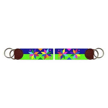 Quilt Stars Needlepoint Key Fob 