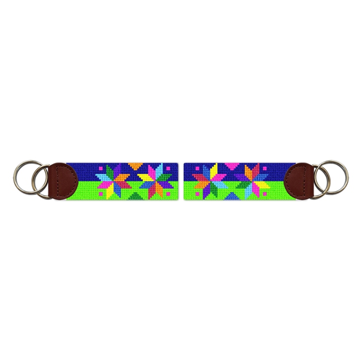 Quilt Stars Needlepoint Key Fob 