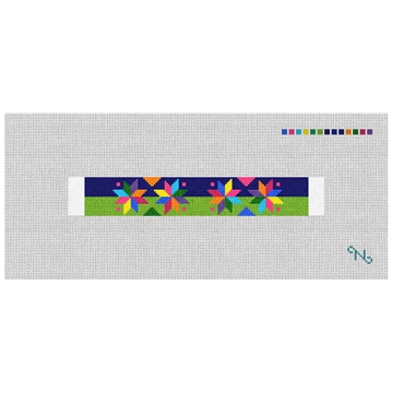 Quilt Stars Needlepoint Key Fob Kit Stitched Preview