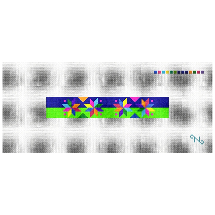 Quilt Stars Needlepoint Key Fob Kit Stitched Preview