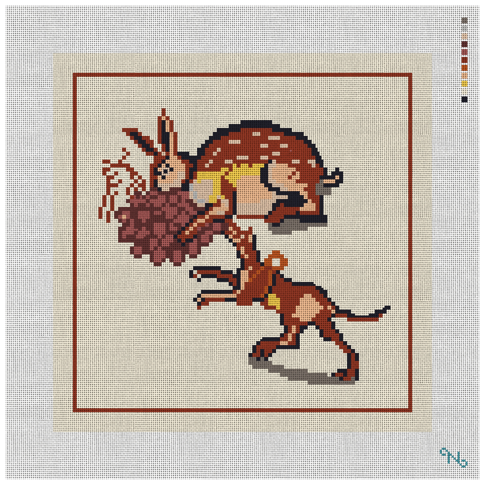Rabbit and Dog Mosaic Needlepoint Pillow Kit