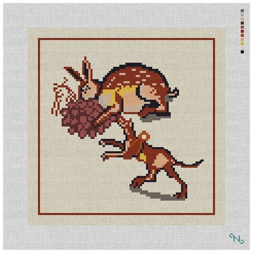 Rabbit and Dog Mosaic Needlepoint Pillow Kit