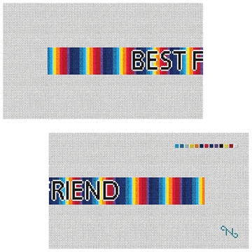 Rainbow Dog Collar Needlepoint Kit Stitched Preview