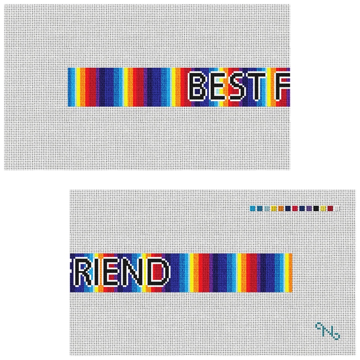 Rainbow Dog Collar Needlepoint Kit Stitched Preview