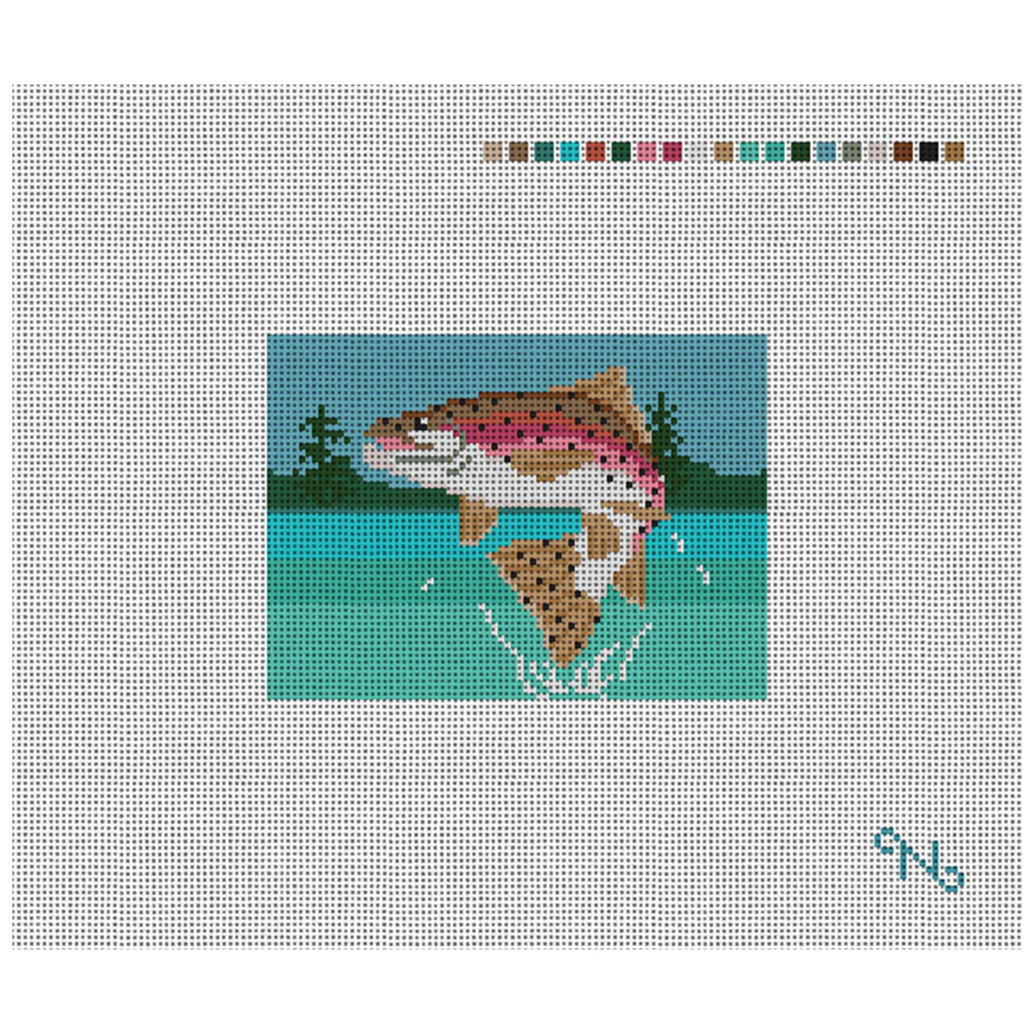 Rainbow Trout Needlepoint Card Wallet Kit