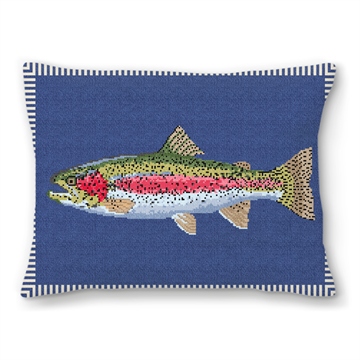 Rainbow Trout Needlepoint Pillow