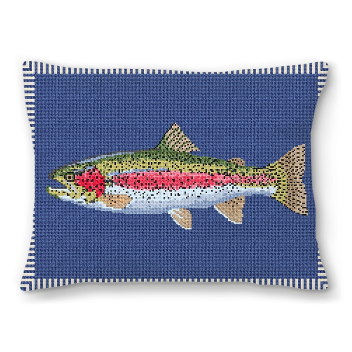 Rainbow Trout Needlepoint Pillow 