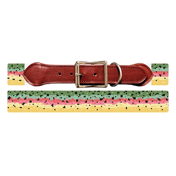 Rainbow Trout Skin Needlepoint Dog Collar