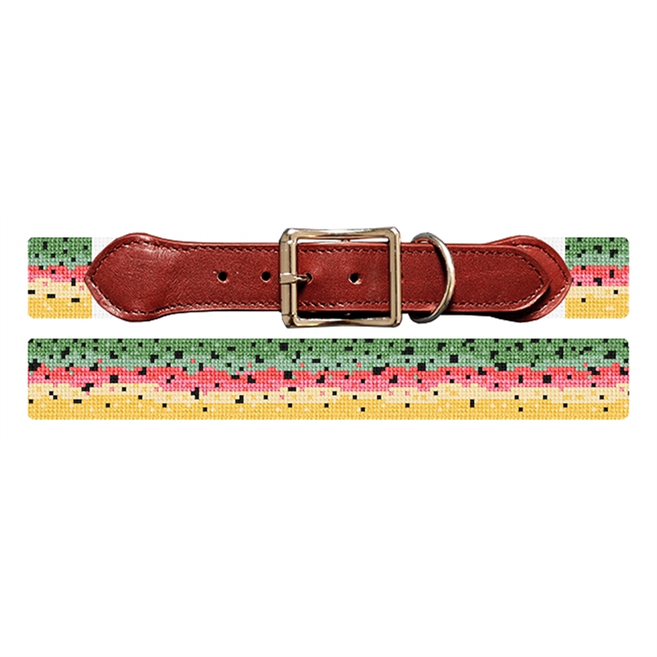 Rainbow Trout Skin Needlepoint Dog Collar