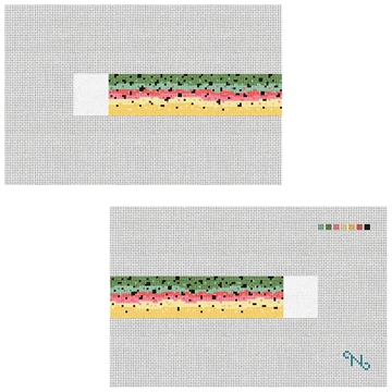 Rainbow Trout Skin Needlepoint Dog Collar Kit Stitched Preview