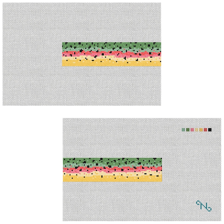 Rainbow Trout Skin Needlepoint Dog Collar Kit Stitched Preview
