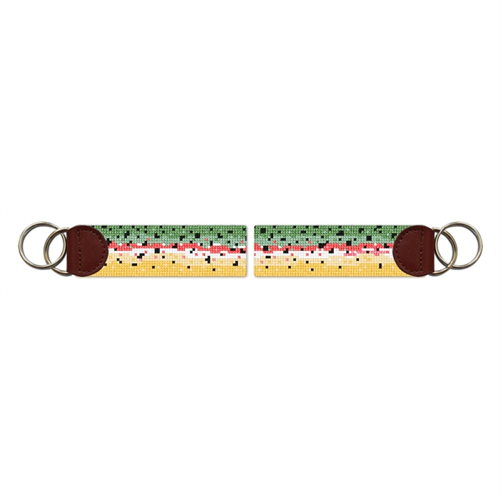 Rainbow Trout Skin Needlepoint Key Fob