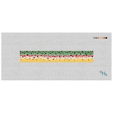 Rainbow Trout Skin Needlepoint Key Fob Kit Stitched Preview