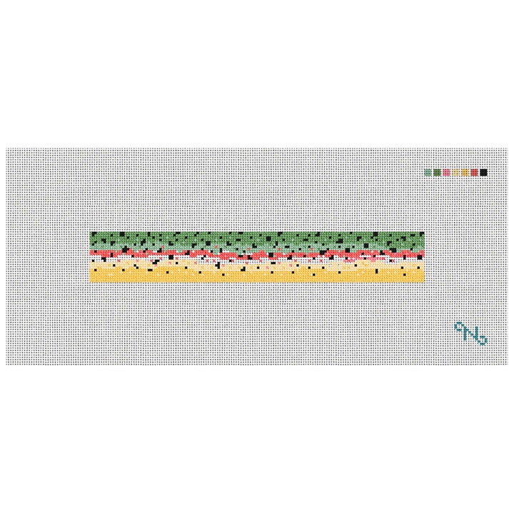 Rainbow Trout Skin Needlepoint Key Fob Kit Stitched Preview