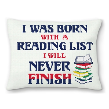 Reading List Needlepoint Pillow