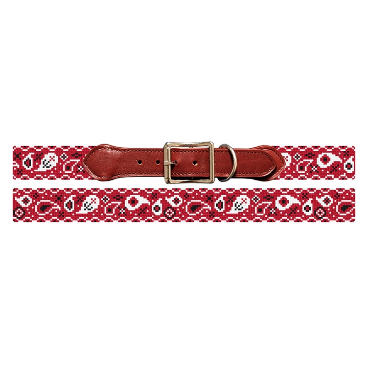 Red Bandana Needlepoint Dog Collar