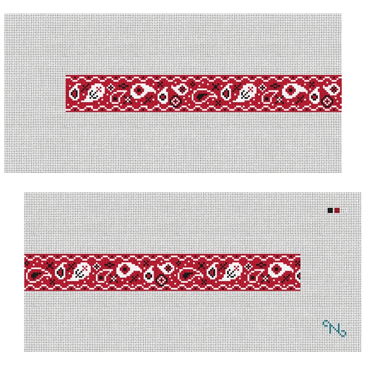 Red Bandana Needlepoint Dog Collar Kit Stitched Preview