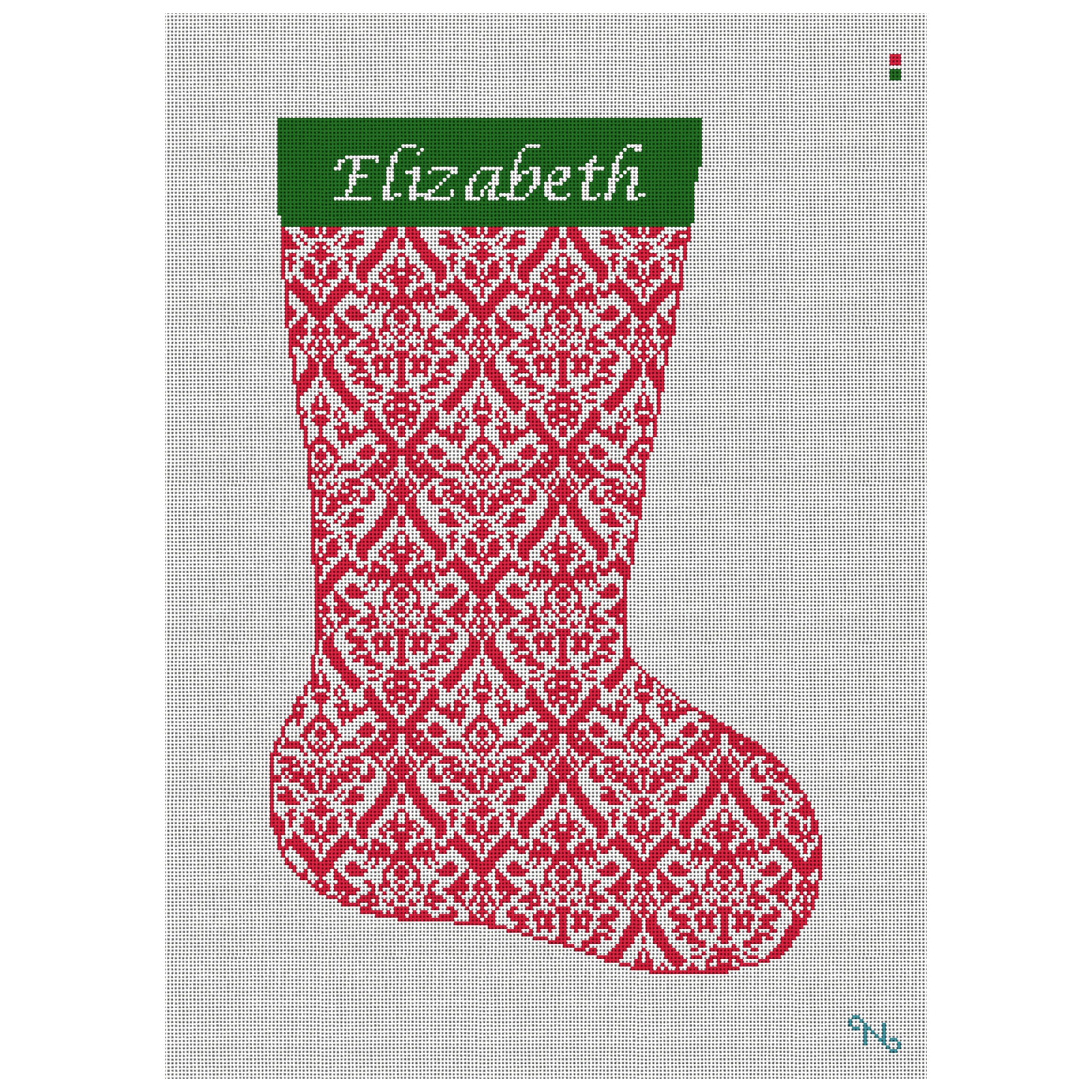 Red Damask Needlepoint Stocking Kit