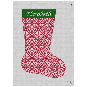 Red Damask Needlepoint Stocking Kit