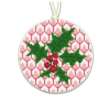 Red Holly Needlepoint Ornament