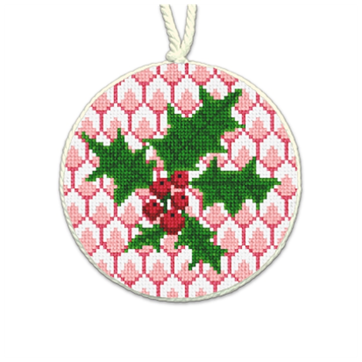 Red Holly Needlepoint Ornament