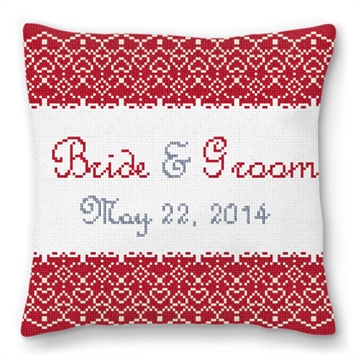 Red Lace Personalized Ring Bearer Pillow