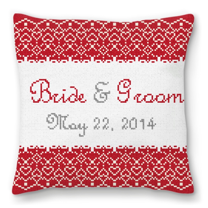 Red Lace Personalized Ring Bearer Pillow
