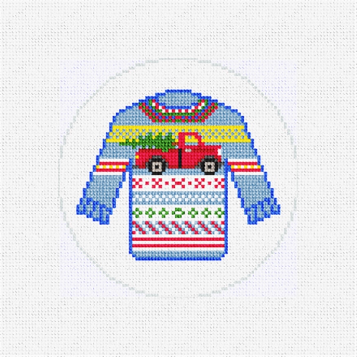Red Truck Ugly Sweater Needlepoint Ornament Kit