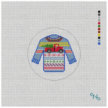 Red Truck Ugly Sweater Needlepoint Ornament Kit