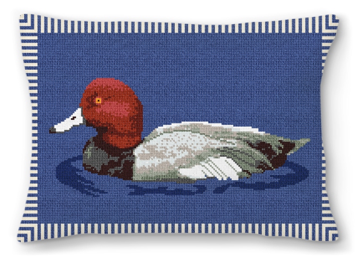 Redhead Duck Needlepoint Pillow