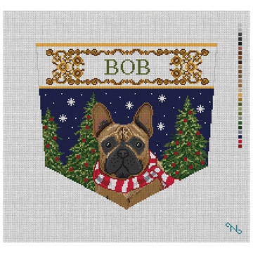Regal Frenchie Stocking Cuff Needlepoint Kit