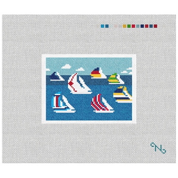 Regatta Needlepoint Card Wallet Kit Stitched Preview