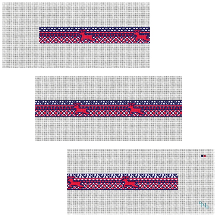 Reindeer Needlepoint Belt Kit Stitched Preview