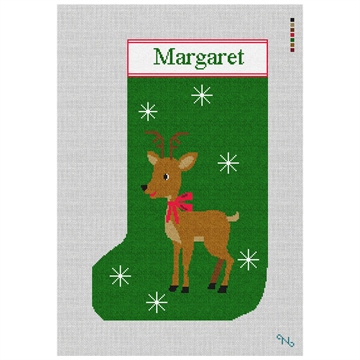 Reindeer Stocking Needlepoint Kit Stitched Preview