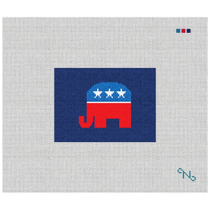 Republican Needlepoint Card Wallet Kit Stitched Preview